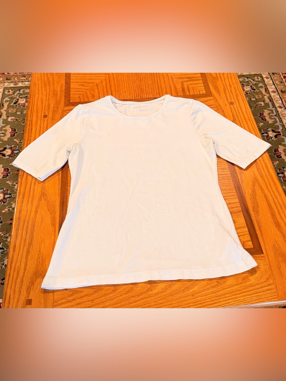 Lands' End Women's Short-Sleeve Crewneck Top in White size S